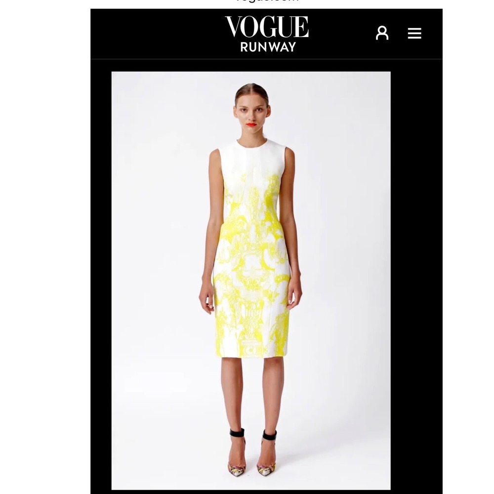 Monique Lhuillier Collection 2013 Runway Sheath Dress White Yellow 8 Designer